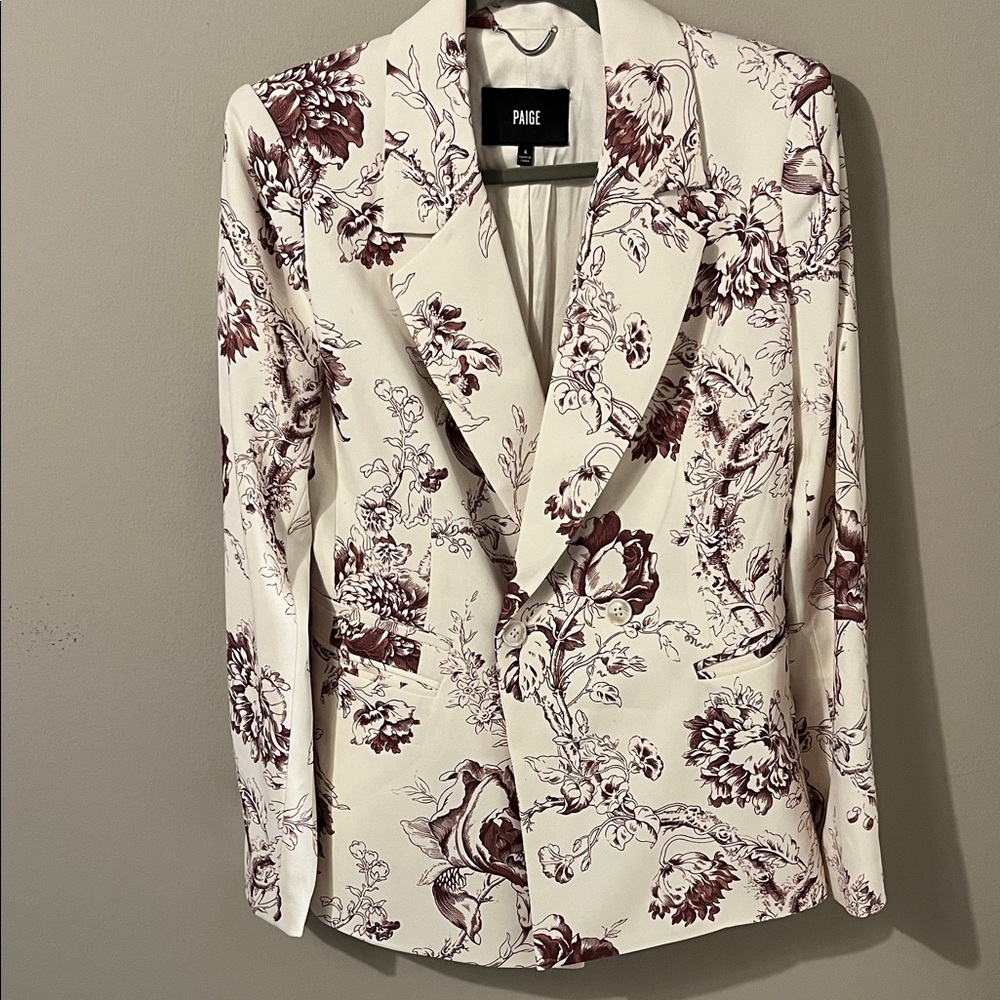 PAIGE Floral Blazer - Cream and Burgundy